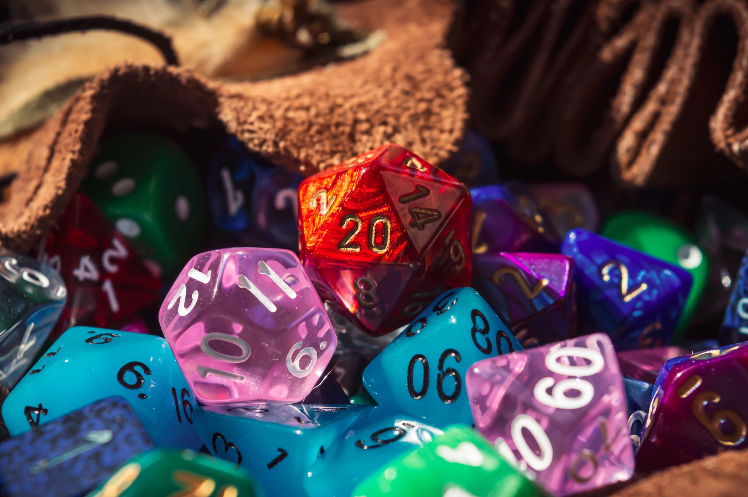 Gaming dice and accessories close-up